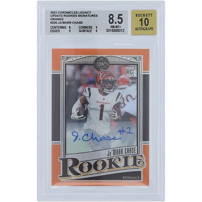 Carte de recrue authentifiée 8,5 BGS Panini Chronicles Legacy Orange #220 #12/35 de Ja'Marr Chase Cincinnati Bengals - Sous-grades 8,9,9,9