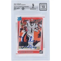 Ja'Marr Chase Cincinnati Bengals Carte de recrue Panini Donruss #262 Beckett autographiée 2021 par des fanatiques de Beckett, 9/10, authentifiée, avec l'inscription « Who Dey »