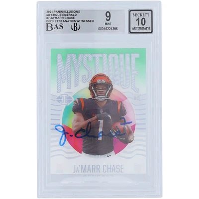 Carte de recrue 9/10 authentifiée 2021 Panini Illusions Mystique #MY-7 Beckett Fanatics Witnessed Authenticated 9/10 Rookie Card de Ja'Marr Chase Cincinnati Bengals