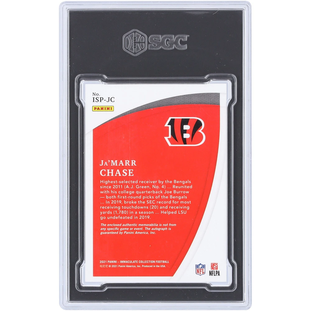Carte de recrue authentifiée 8,5/10 Panini Immaculate Collection Signature Patches Dual 3 Color Relic #ISP-JC #31/99 SGC Chase Cincinnati Bengals autographiée 2021