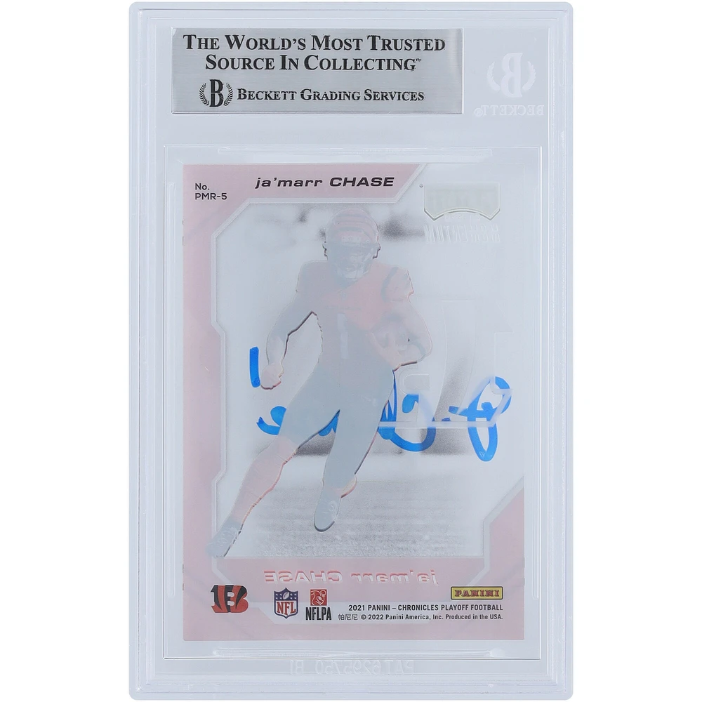 Ja'Marr Chase Cincinnati Bengals a autographié la carte de recrue authentifiée 2021 Panini Playoff Momentum #PMR-5 Beckett Fanatics