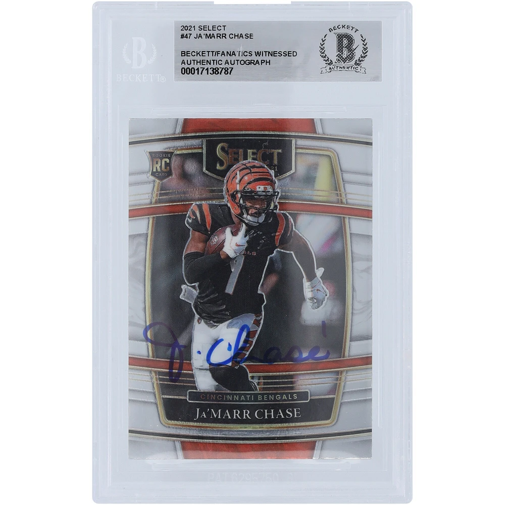 Carte de recrue authentifiée signée Ja'Marr Chase Cincinnati Bengals 2021 Panini Select Concourse #47 Beckett Fanatics