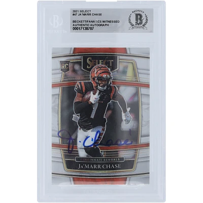 Carte de recrue authentifiée signée Ja'Marr Chase Cincinnati Bengals 2021 Panini Select Concourse #47 Beckett Fanatics