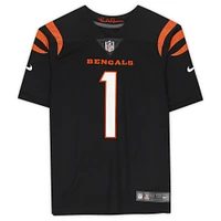 Maillot Nike noir dédicacé par Ja'Marr Chase des Bengals de Cincinnati