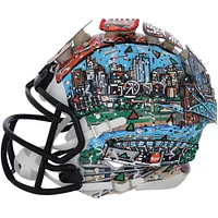 Casque de vitesse alternatif dédicacé par Ja'Marr Chase Cincinnati Bengals Riddell 2022 On Field - Signé à l'encre orange - Illustration par Charles Fazzino - GL68085463