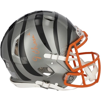 Casque authentique Riddell Flash Speed ​​autographié par Ja'Marr Chase des Cincinnati Bengals