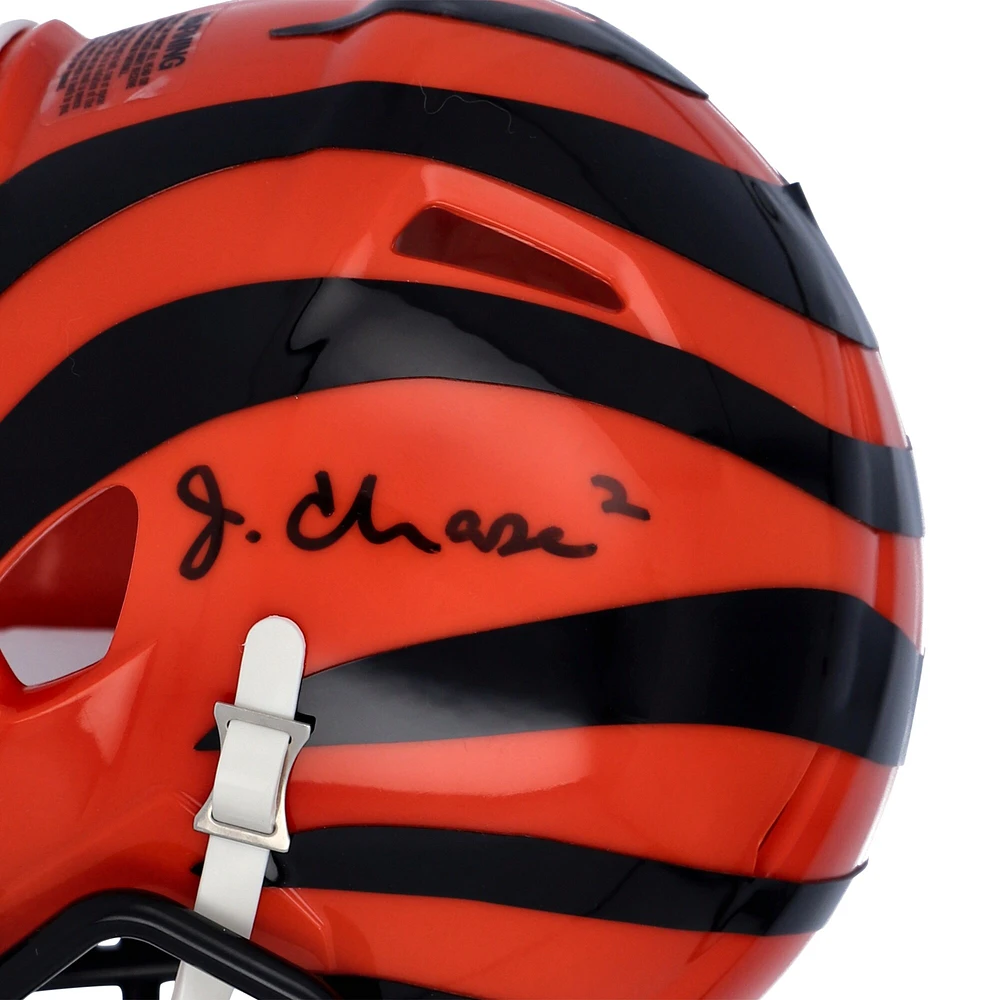 Casque Riddell Speed ​​Mini autographié par Ja'Marr Chase des Cincinnati Bengals