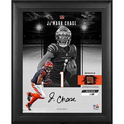 Ja'Marr Chase Cincinnati Bengals Facsimile Signature Framed 11" x 14" Impact Collage with a Piece of Game-Used Football - Limited Edition of 250