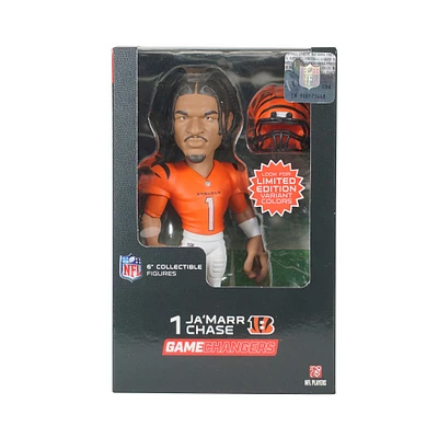 Figurine en vinyle 6" de la série 1 GameChanger de Ja'Marr Chase Cincinnati Bengals - Recherchez des variantes de couleurs unies rares