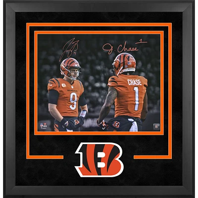 Joe Burrow & Ja'Marr Chase Cincinnati Bengals Autographed Deluxe Framed 16" x 20" Spotlight Photograph
