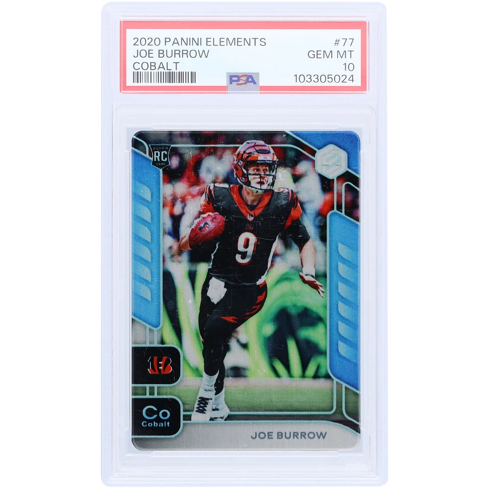 Joe Burrow Cincinnati Bengals 2020 Panini Elements Cobalt Metal #77 #22/27 PSA Authenticated 10 Rookie Card