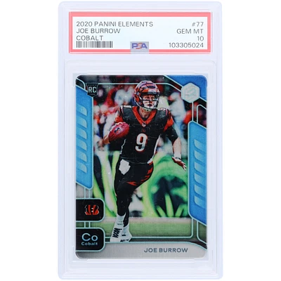Joe Burrow Cincinnati Bengals 2020 Panini Elements Cobalt Metal #77 #22/27 PSA Authenticated 10 Rookie Card