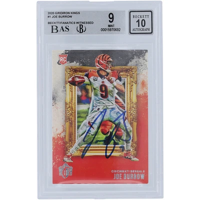 Carte de recrue 9/10 authentifiée 2020 Panini Chronicles Gridiron Kings #GK-1 Beckett Fanatics dédicacée par Joe Burrow Cincinnati Bengals - Sous-grades 9,8.5,9,9.5