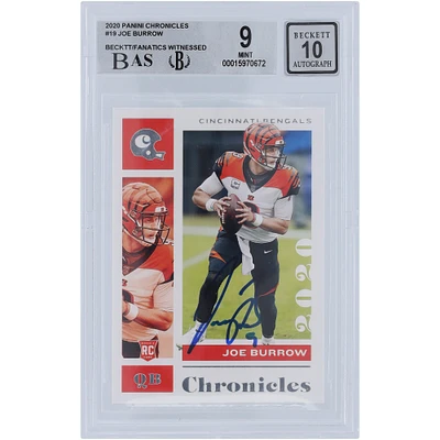 Carte de recrue 9/10 authentifiée 2020 Panini Chronicles #19 Beckett dédicacée par Joe Burrow Cincinnati Bengals - Sous-catégories 9.5,8.5,9,9.5
