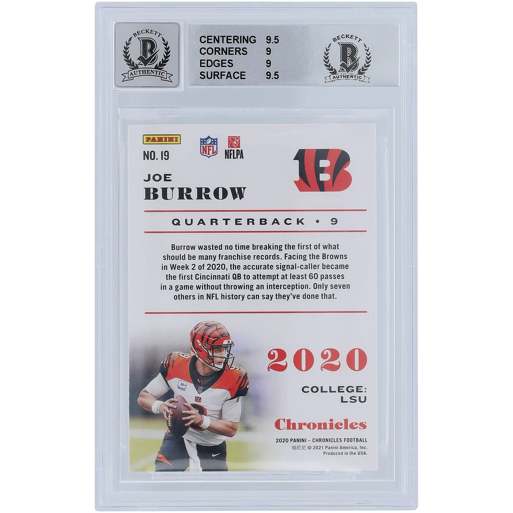 Carte de recrue 9/10 authentifiée 2020 Panini Chronicles #19 Beckett Fanatics Witnessed avec inscription « Who Dey » - Sous-grades 9.5,9,9,9.5