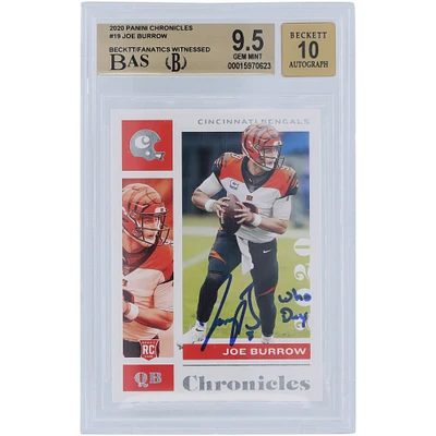 Carte de recrue autographiée 2020 Panini Chronicles #19 Beckett Fanatics Witnessed Authenticated 9.5/10 avec inscription « Who Dey » - Sous-grades 10,9.5,9.5,9.5