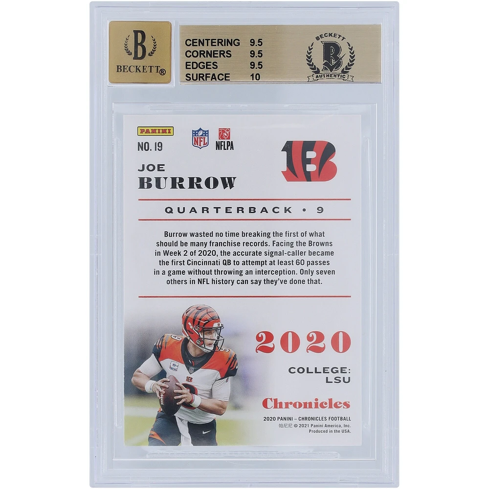 Carte de recrue autographiée 2020 Panini Chronicles #19 Beckett Fanatics Witnessed Authenticated 9.5/10 avec inscription « Who Dey » - Sous-grades 9.5,9.5,9.5,10