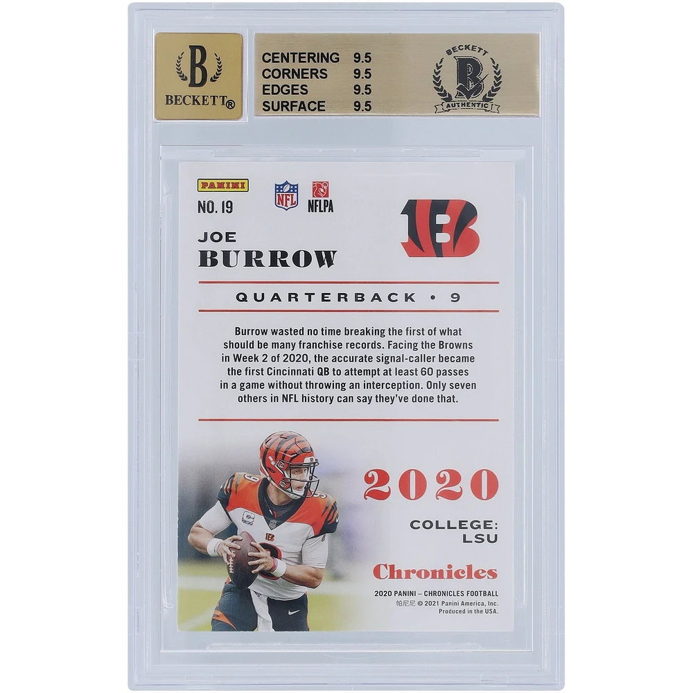 Carte de recrue autographiée 2020 Panini Chronicles #19 Beckett Fanatics Witnessed Authenticated 9.5/10 avec inscription « Who Dey » - Sous-grades 9.5,9.5,9.5,9.5