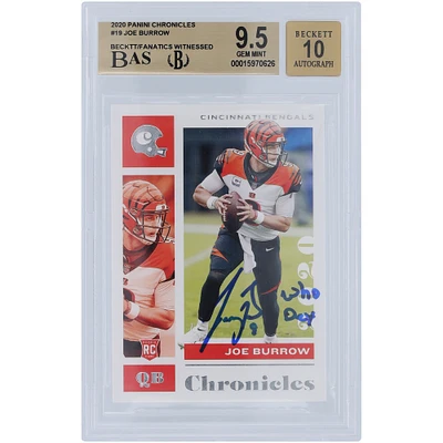 Carte de recrue autographiée 2020 Panini Chronicles #19 Beckett Fanatics Witnessed Authenticated 9.5/10 avec inscription « Who Dey » - Sous-grades 9.5,9.5,9.5,9.5