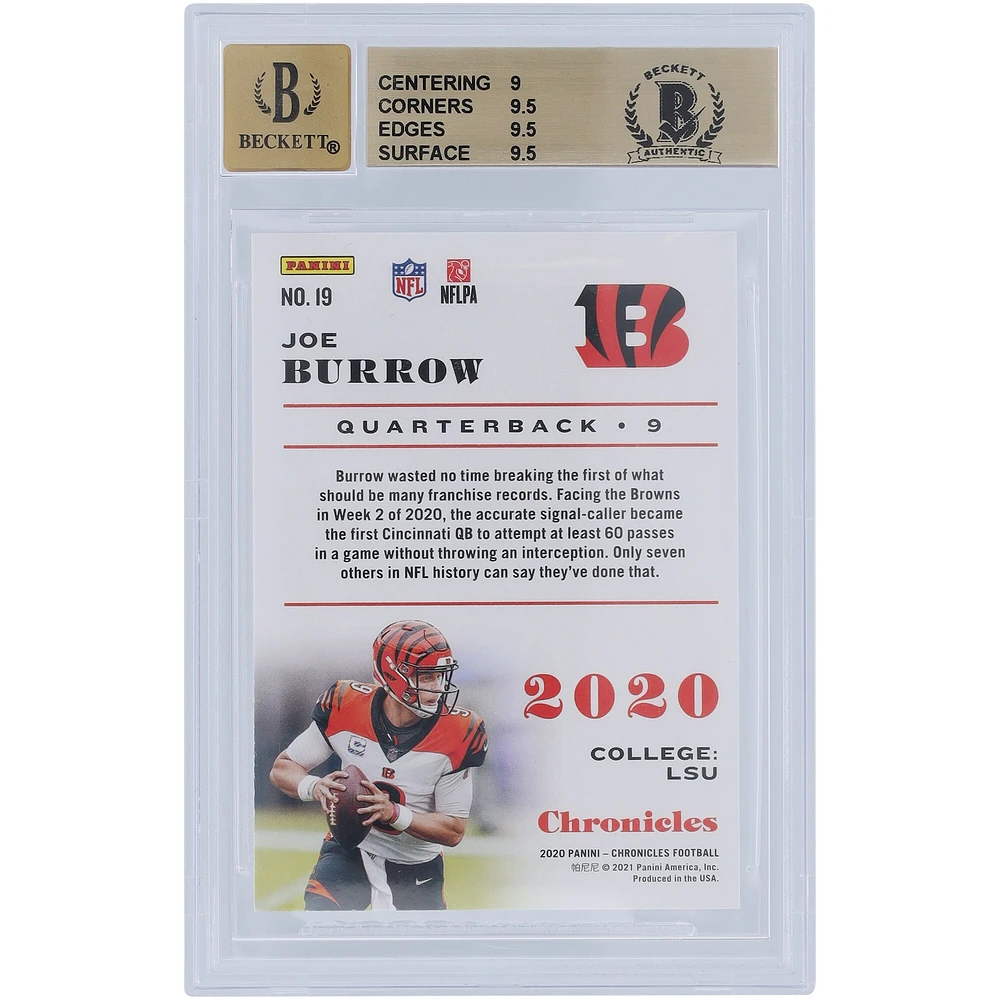 Carte de recrue autographiée 2020 Panini Chronicles #19 Beckett Fanatics Witnessed Authenticated 9.5/10 avec inscription « Who Dey » - Sous-grades 9,9.5,9.5,9.5