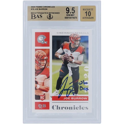 Carte de recrue autographiée 2020 Panini Chronicles #19 Beckett Fanatics Witnessed Authenticated 9.5/10 avec inscription « Who Dey » - Sous-grades 9,9.5,9.5,9.5