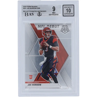 Carte de recrue 9/10 authentifiée 2020 Panini Mosaic #261 signée Joe Burrow Cincinnati Bengals par les fanatiques de Beckett - Sous-catégories 8.5, 9.5, 9.5, 9