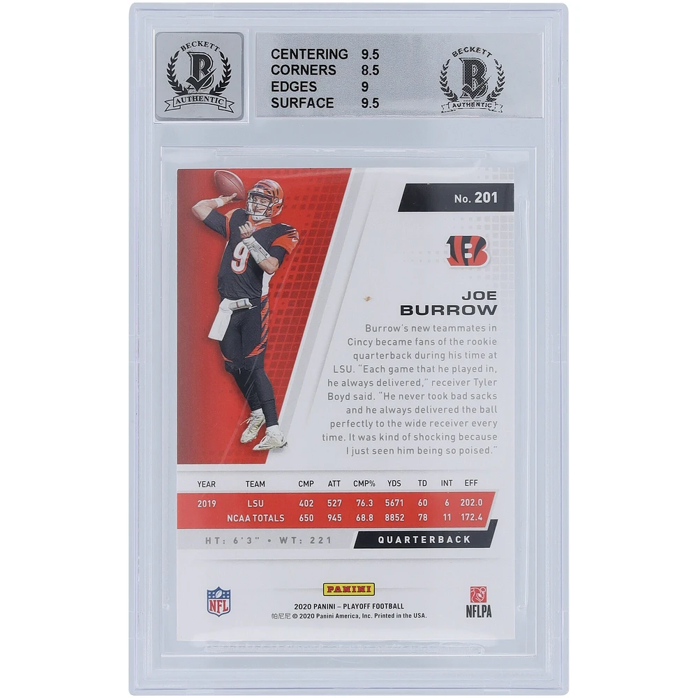 Carte de recrue 9/10 authentifiée 2020 Panini Playoff Kick Off #201 Beckett Fanatics Witnessed 9.5,8.5,9,9.5 - Sous-grades