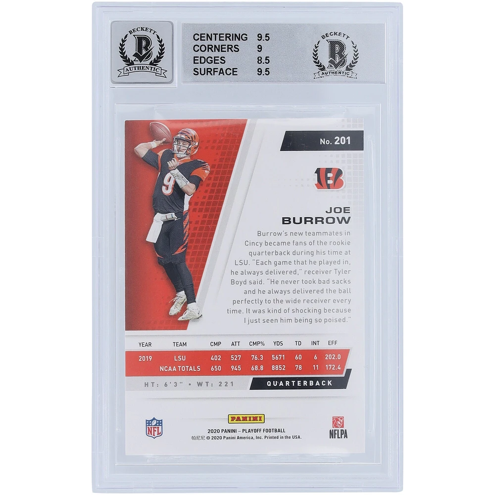 Carte de recrue 9/10 authentifiée 2020 Panini Playoff #201 Beckett Fanatics Witnessed 9.5,9,8.5,9.5 - Sous-grades