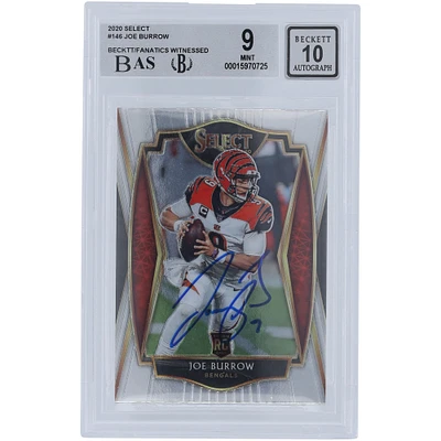 Carte de recrue 9/10 authentifiée 2020 Panini Select #146 signée Joe Burrow Cincinnati Bengals par les fanatiques de Beckett - Sous-catégories 9.5,9,9,9