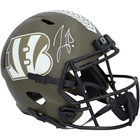 Casque réplique autographié Riddell 2022 Salute To Service Speed ​​des Bengals de Cincinnati par Joe Burrow