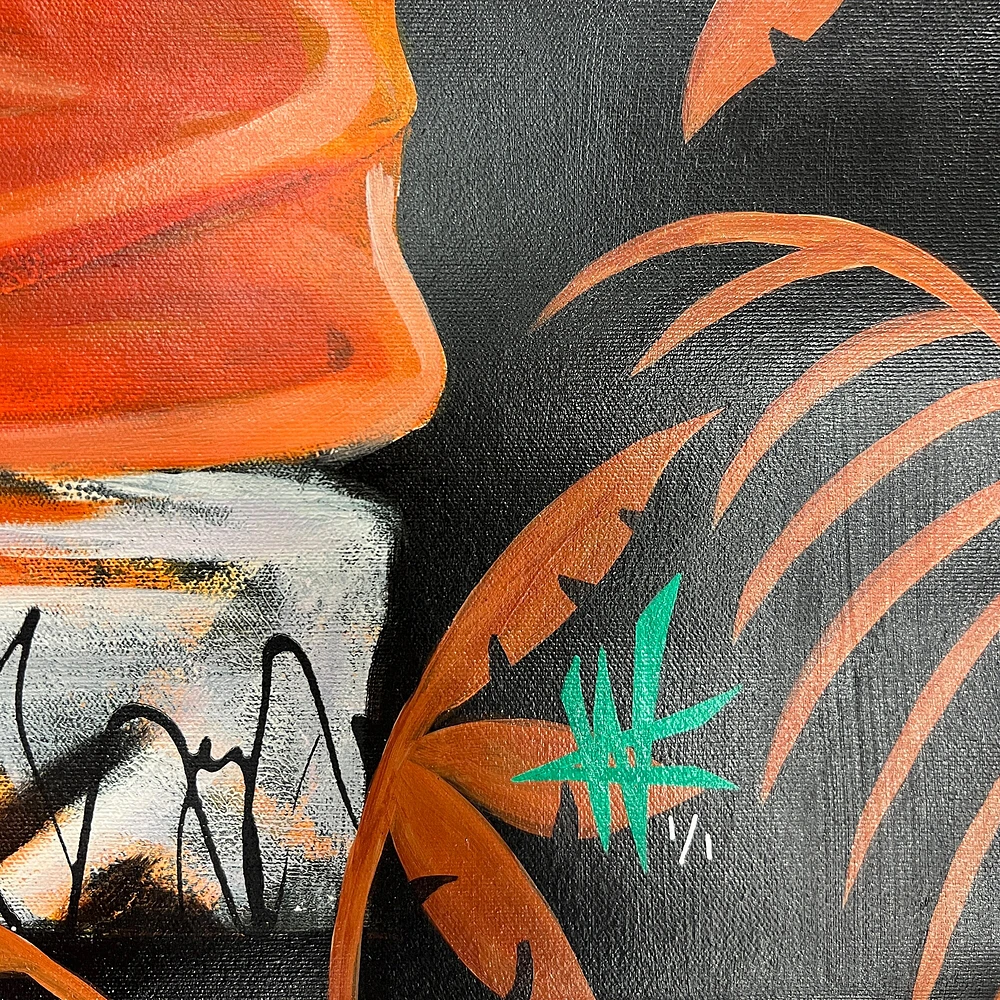 Impression giclée sur toile étirée autographiée de 30" x 40" de Joe Burrow Cincinnati Bengals - Art par Cortney Wall - #1 de l'édition limitée 1 - Blanc et jungle
