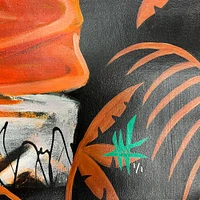 Impression giclée sur toile étirée autographiée de 30" x 40" de Joe Burrow Cincinnati Bengals - Art par Cortney Wall - #1 de l'édition limitée 1 - Blanc et jungle