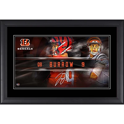Collage de plaques signalétiques encadrées de 10" x 18" de Joe Burrow Cincinnati Bengals