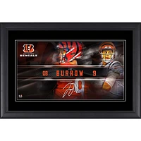Collage de plaques signalétiques encadrées de 10" x 18" de Joe Burrow Cincinnati Bengals