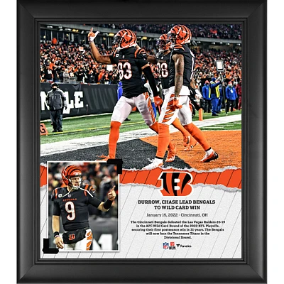 Collage encadré 15" x 17" de Joe Burrow Cincinnati Bengals, victoire au Wildcard 2022