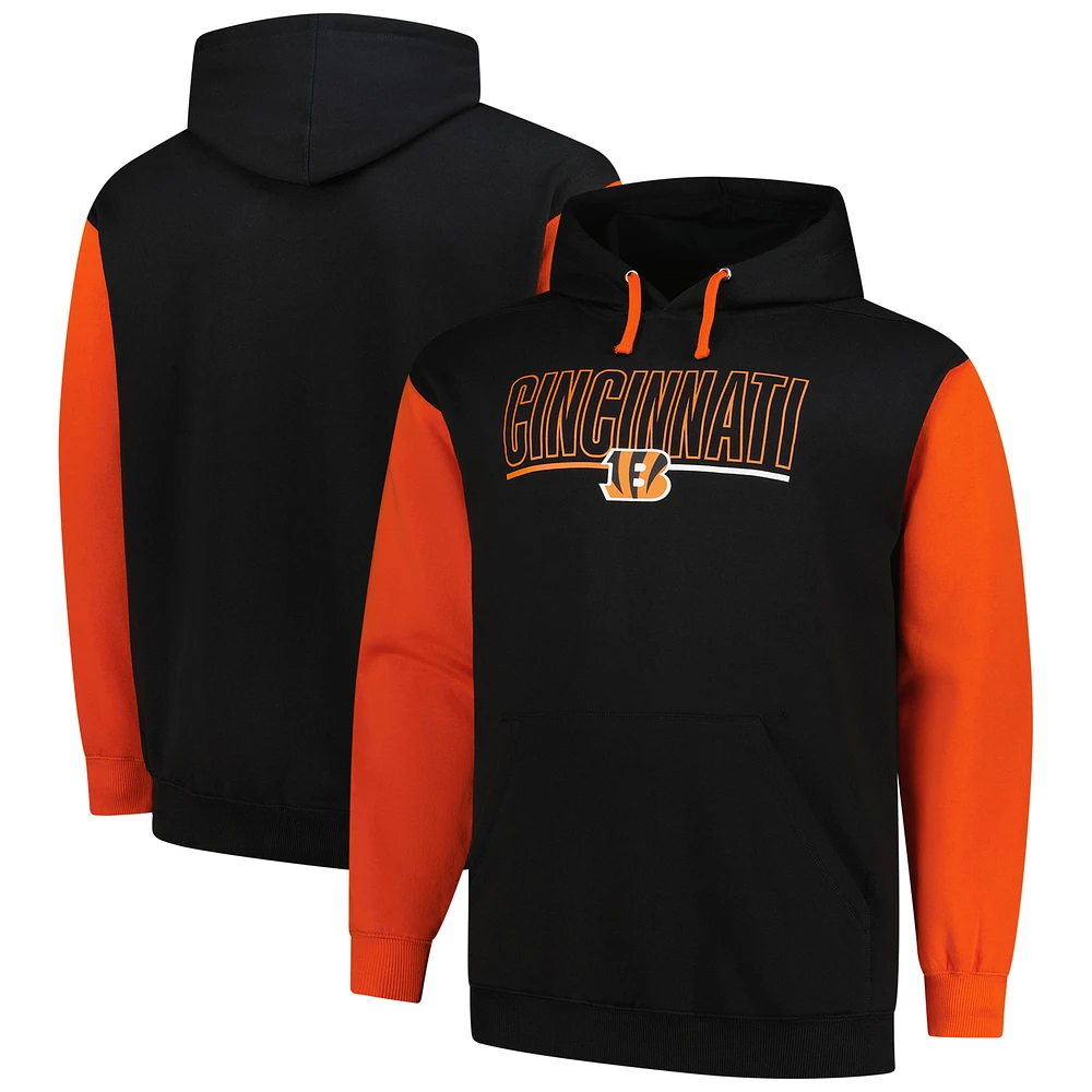 Men's Fanatics Black Cincinnati Bengals Big & Tall Outline Pullover Hoodie