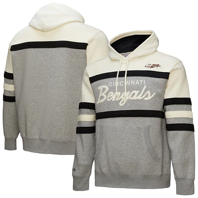 Sweat à capuche logo vintage pour homme Mitchell & Ness Heather Grey avec de l'entraîneur-chef des Bengals Cincinnati