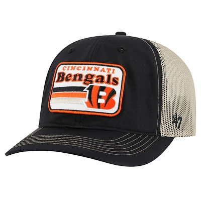 Men's '47 Black/Natural Cincinnati Bengals Campscape Relaxed Trucker Adjustable Hat