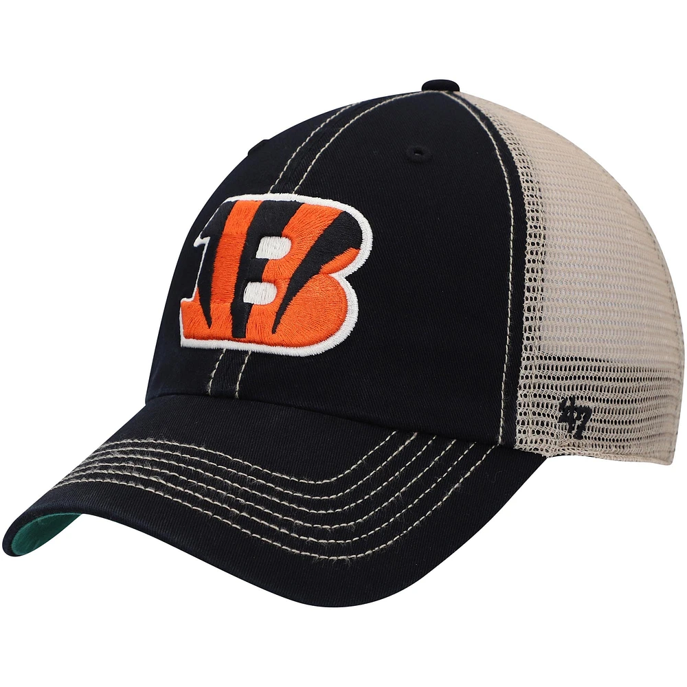 Casquette '47 noire/naturelle Cincinnati Bengals Trawler Trucker Clean Up Snapback pour homme