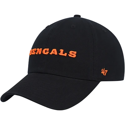 Men's '47 Black Cincinnati Bengals Clean Up Script Adjustable Hat