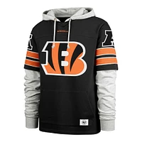 Men's '47 Black Cincinnati Bengals Double Header Blitz Cornerback Pullover Hoodie