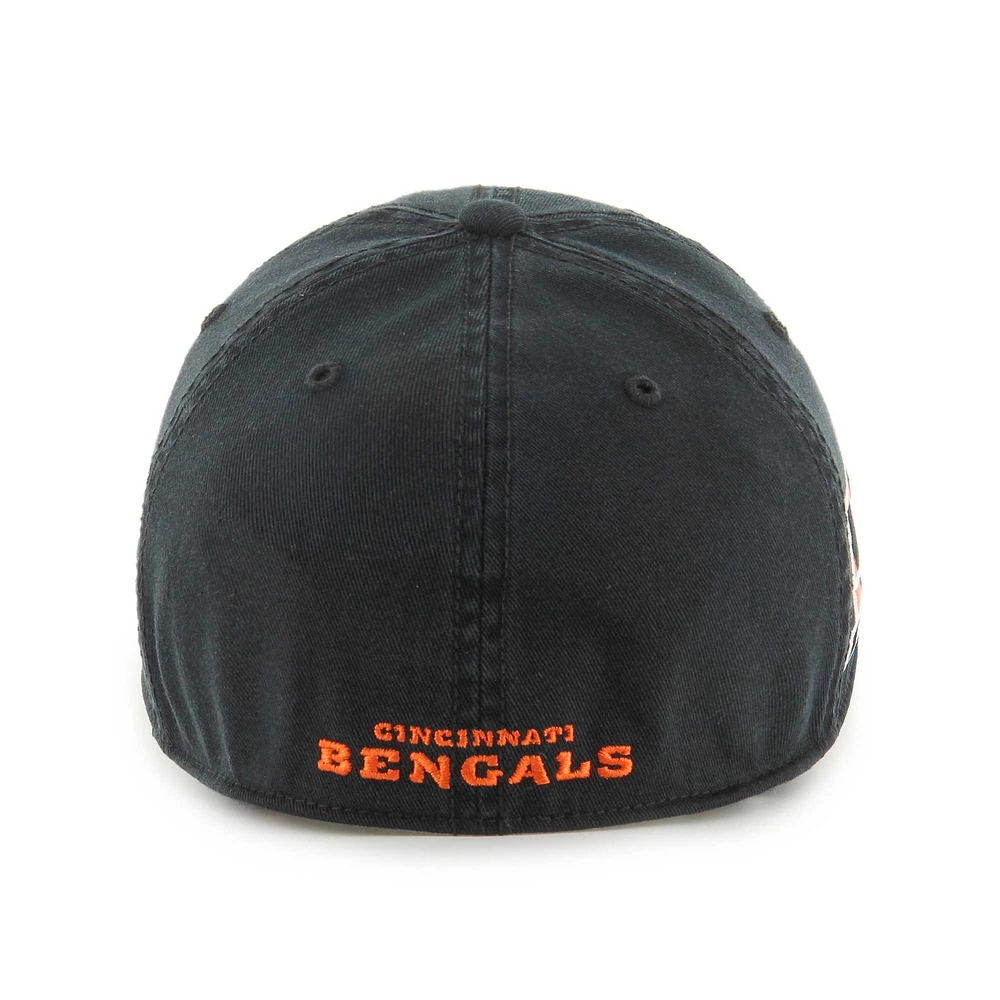 Men's '47 Black Cincinnati Bengals Sure Shot Franchise Fitted Hat