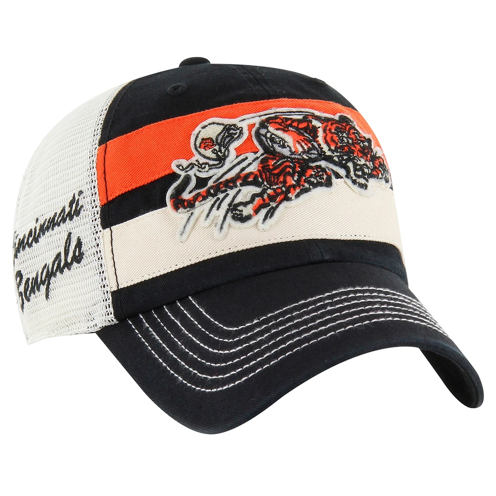 Casquette réglable de camionneur noir Cincinnati Bengals Throwback Clubhouse Boon Clean-Up '47 pour hommes