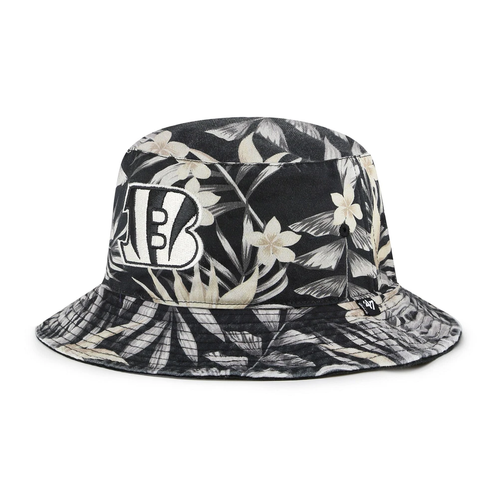 Men's '47 Black Cincinnati Bengals Tropicalia Bucket Hat