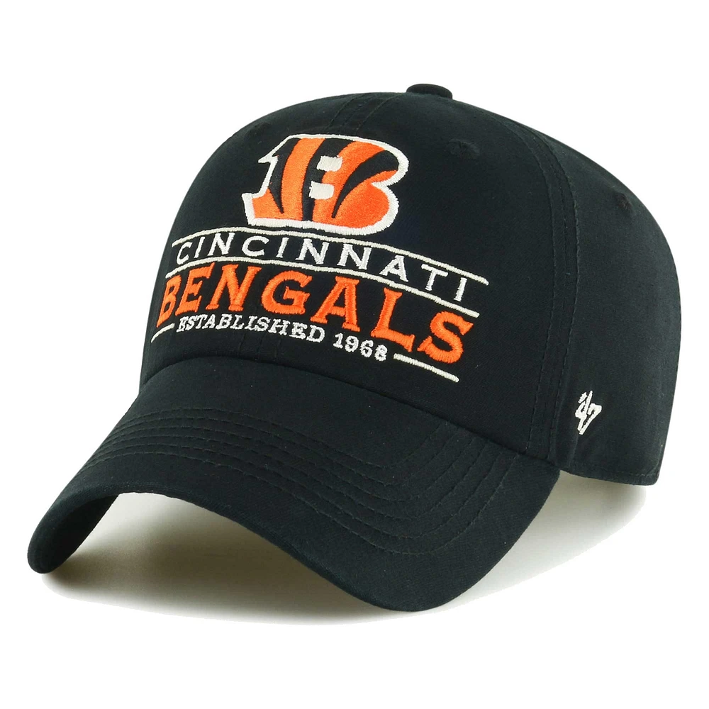 Men's '47 Black Cincinnati Bengals Vernon Clean Up Adjustable Hat