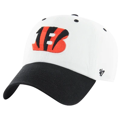 Casquette réglable à double tête Diamond Clean Up des Bengals de Cincinnati '47 blanc/noir pour hommes