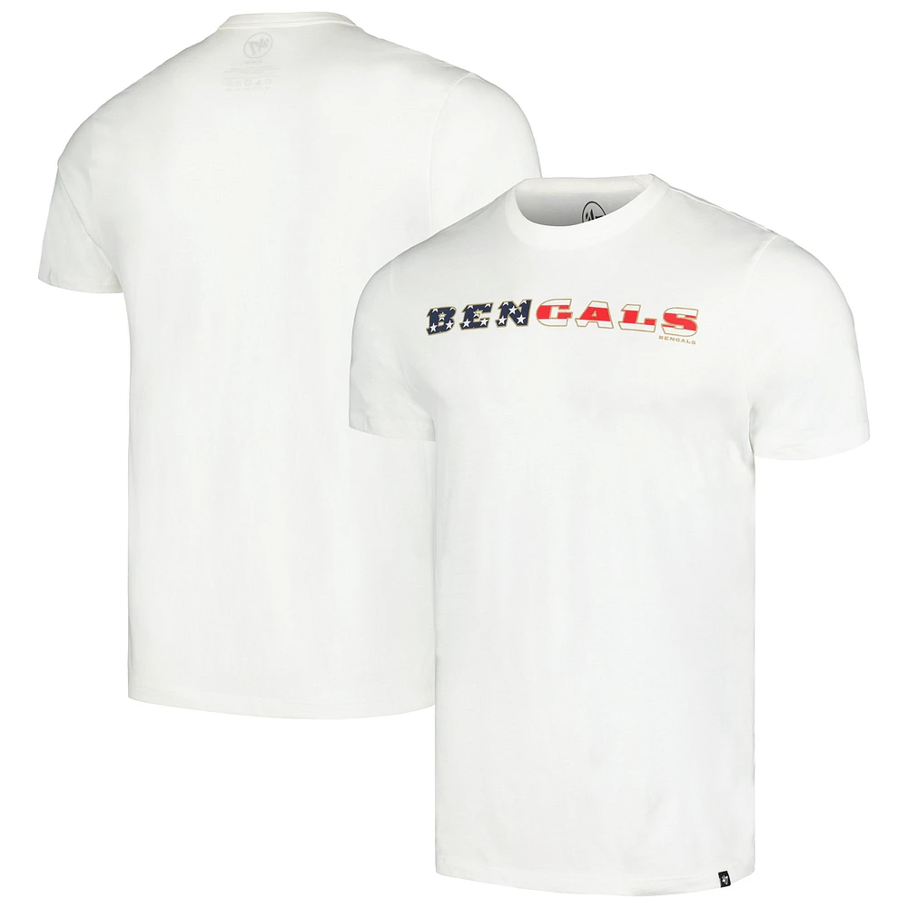 Men's '47 White Cincinnati Bengals Flag Script Franklin T-Shirt