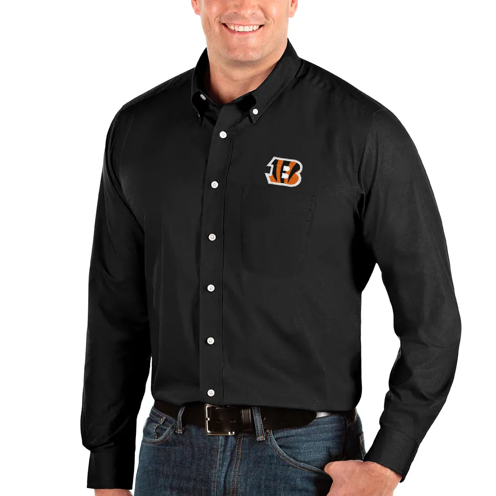 Lids Cincinnati Bengals Antigua Big & Tall Dynasty Woven Button-Down Long  Sleeve Shirt - Black