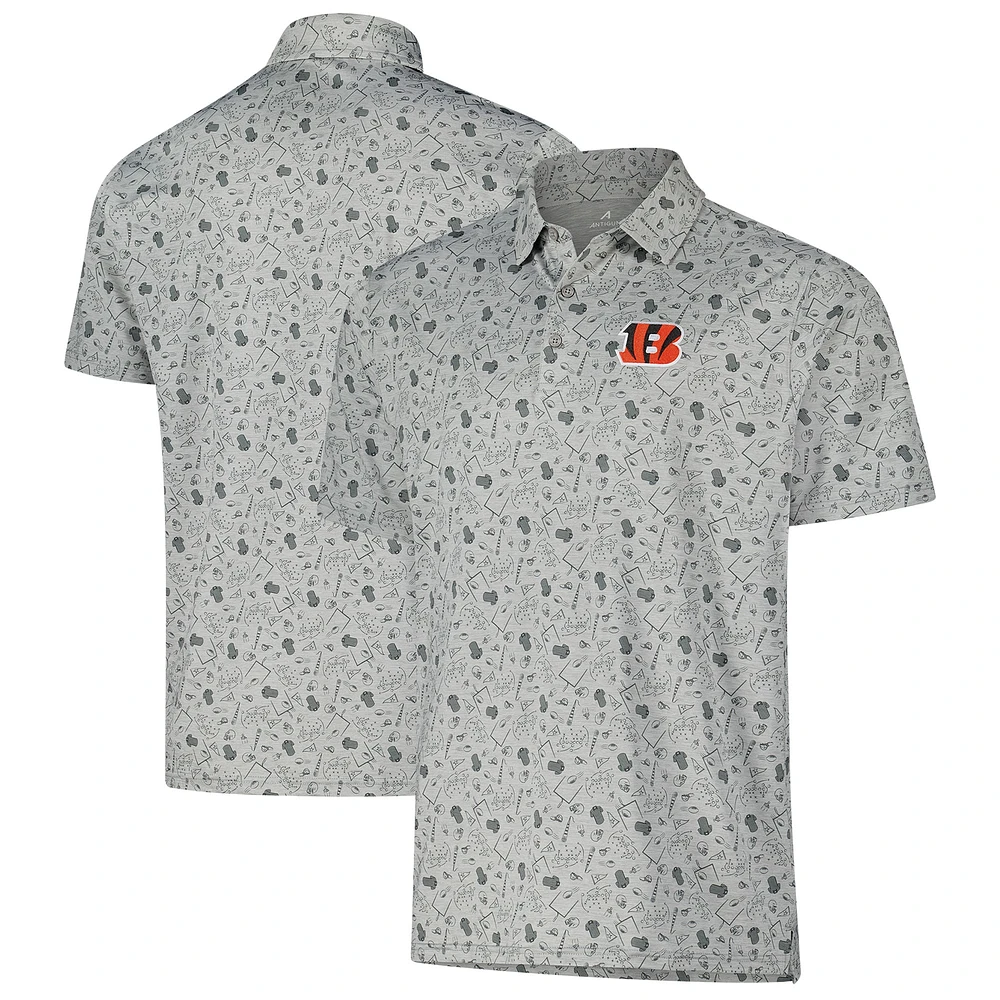 Polo Relentless Antigua Heather Grey pour homme des Bengals de Cincinnati