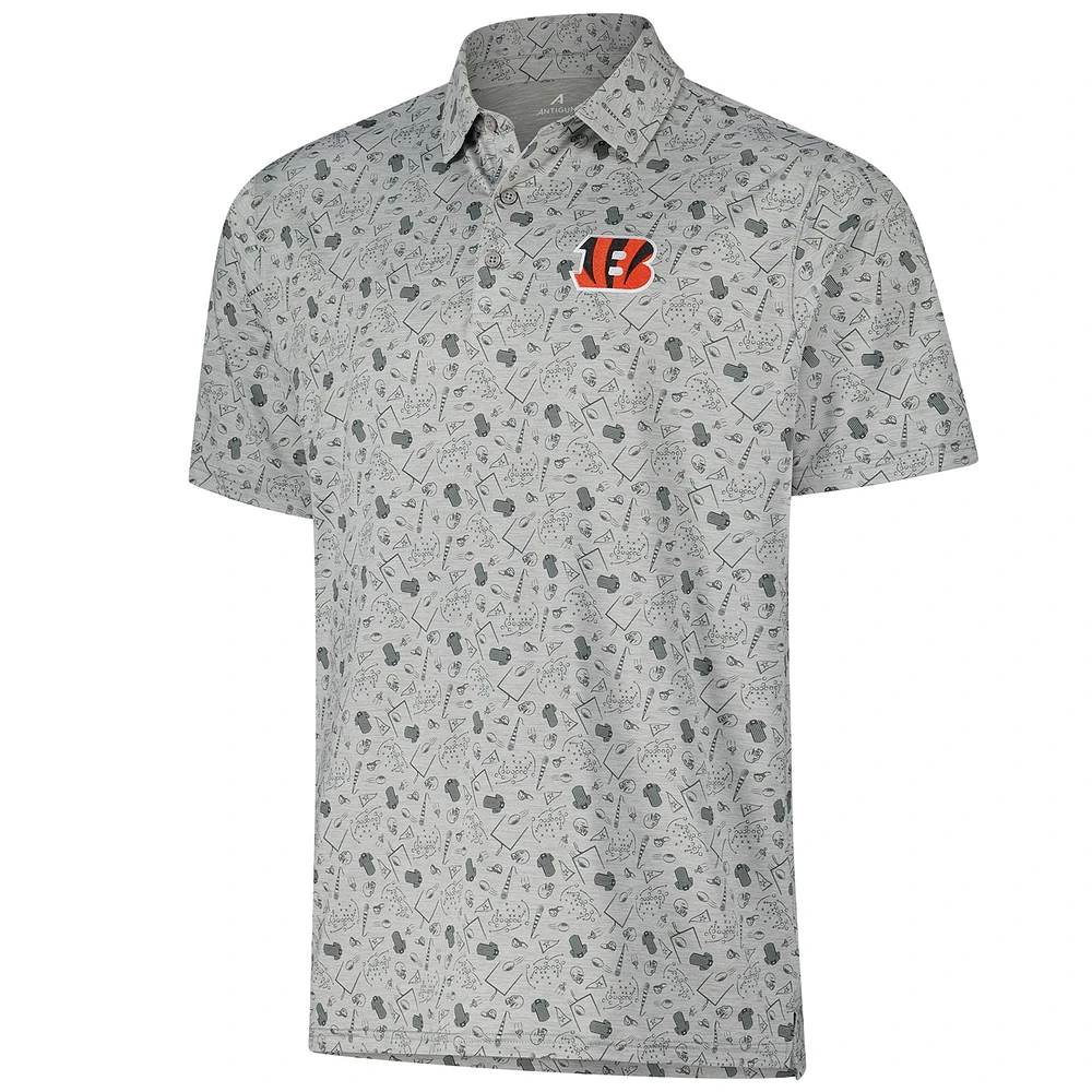 Men's Antigua Heather Gray Cincinnati Bengals Relentless Polo